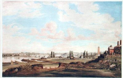 フィラデルフィアとシュイルキル川の眺め 1816年頃（紙に水彩画） 作： Joseph Watson