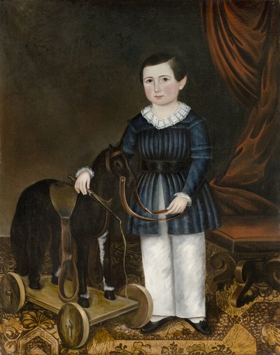おもちゃの馬を持つ少年、c.1845 作： Joseph Whiting Stock