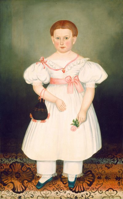 レチクルとバラを持つ少女、c。 1840年。 作： Joseph Whiting Stock