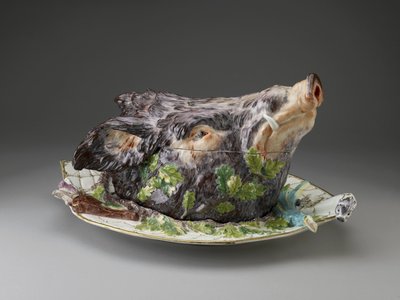イノシシの頭Tureen、チェルシー磁器工場、c。 1758磁器 作： Joseph Willems