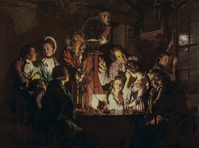 空気ポンプの鳥の実験 作： Joseph Wright of Derby