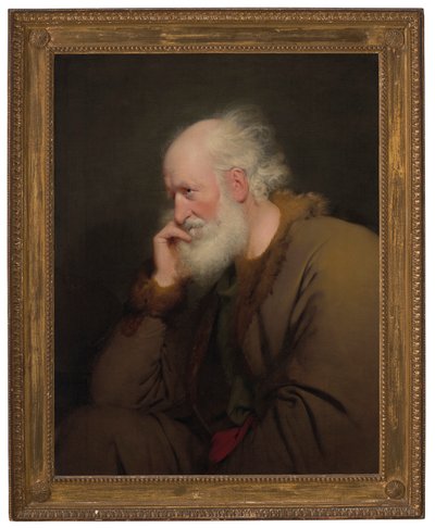 毛皮のコートを着た半そでの老人 作： Joseph Wright of Derby