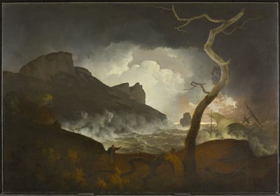 嵐の中のアンティゴナス（第III部、シーンiii、シェイクスピアーの「冬物語」より）、1790-92年 作： Joseph Wright of Derby