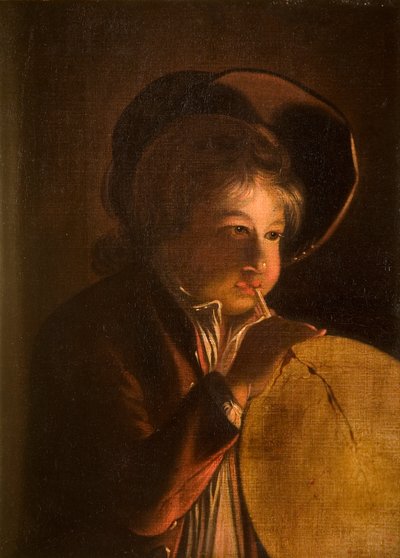 ろうそくの明かりで膀胱を吹く少年 作： Joseph Wright of Derby