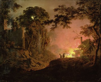 コテージオンファイア 作： Joseph Wright of Derby