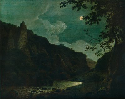Dovedale by Moonlight、1784 作： Joseph Wright of Derby