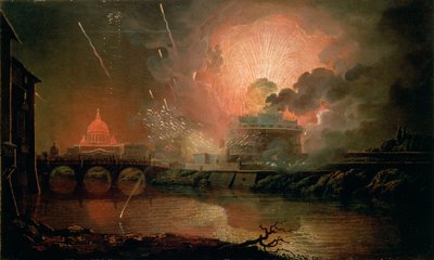 カステルサンアンジェロでの花火大会、1774-1778年 作： Joseph Wright of Derby