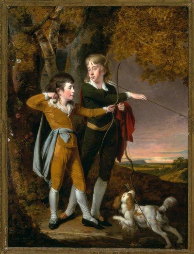 J.ダービーのライト、アーチェリー-絵画をしている男の子 作： Joseph Wright of Derby