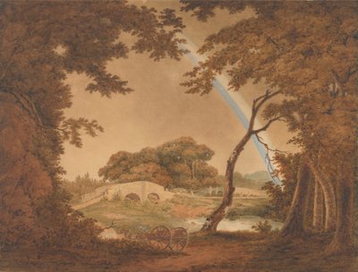 虹のある風景、チェスターフィールド近くの景色 作： Joseph Wright of Derby