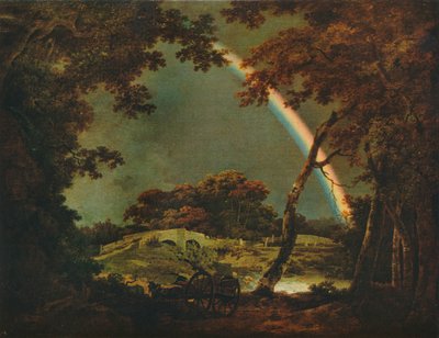 レインボーエフェクトのある風景、1794年、1930年。 作： Joseph Wright of Derby
