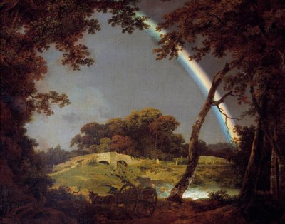 虹のある風景 ダービーのジョセフ・ライト（1734-1797）による絵画 1794年 ダービー、ダービー博物館 作： Joseph Wright of Derby