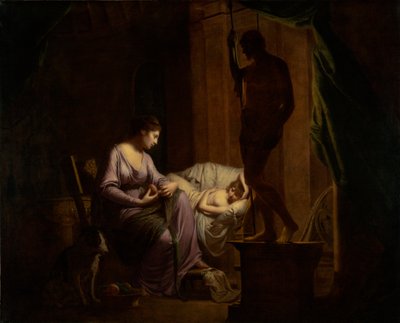 ペネロペ、彼女のウェブを解き明かす、1783-4 作： Joseph Wright of Derby