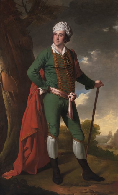 「インディアン・キャプテン」として知られる男の肖像 作： Joseph Wright of Derby