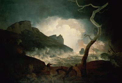 「冬の物語」からクマが追い求めた嵐、アンティゴヌス、第3幕、シーン3、1790 作： Joseph Wright of Derby