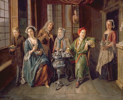 お茶会、1720年頃（キャンバスに油彩） 作： Joseph van Aken