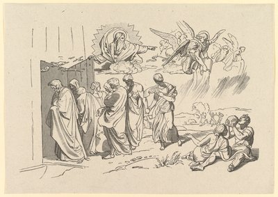 神はノアと彼の家族を箱舟に召喚します, 1827. 作： Joseph von Fuhrich