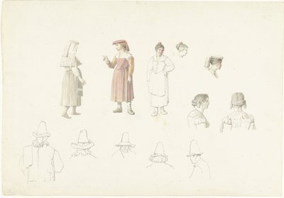 イタリアの農民と農民の女性との学習シート 作： Josephus Augustus Knip