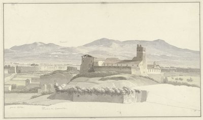 ローマのカラカラ浴場、遠くにフラスカーティ De Thermen van Caracalla, Rome, met de Porta Latina en in de verte Frascati 作： Josephus Augustus Knip