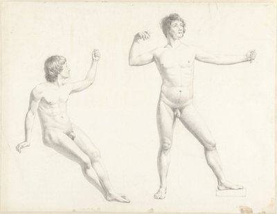 2 つの男性ヌード研究 作： Josephus Augustus Knip