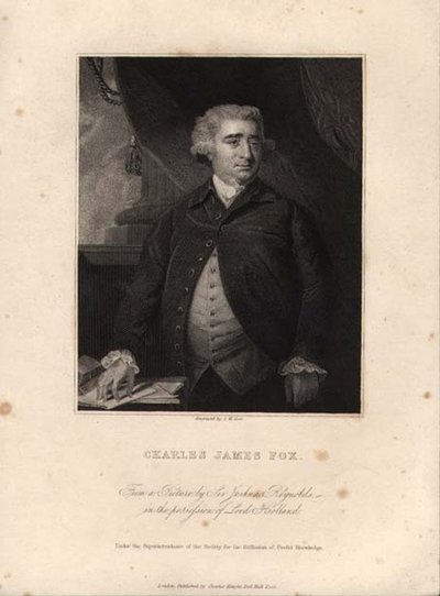 チャールズ・ジェームズ・フォックス（1749-1806）、ジョン・ウィリアム・クック（彫刻）による 作： Joshua (after) Reynolds