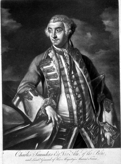 Sir Charles Saunders (c.1713-75) 青函連絡船の副提督の肖像、James McArdell (c.1729-65) (エングレーヴィング) 作： Joshua (after) Reynolds