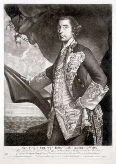 Sir George Brydges Rodney (1719-92) Admiral of the White, William Dickinson (1746-1823) pub. by Carington Bowles (fl.1744-93) (portrait of a engraving) 作： Joshua (after) Reynolds