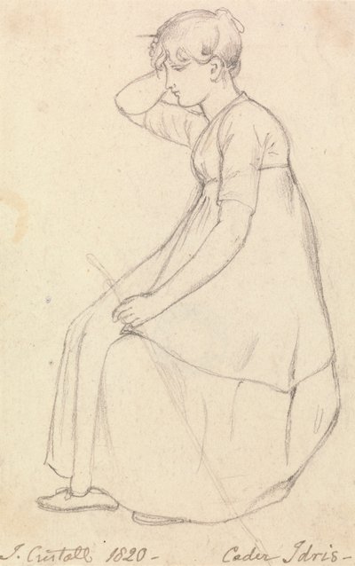 棒を持って座っている女の子 作： Joshua Cristall