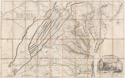 フライとジェファーソンによるヴァージニア州最居住地域の地図 作： Joshua & Jefferson Peter Fry