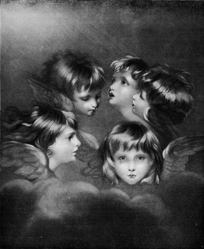 さまざまな見方での子供の肖像画：エンゼルスヘッド、c1786、1911 作： Joshua Reynolds