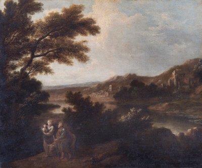 エジプトへの逃避のある風景（キャンバスに油彩） 作： Joshua Reynolds