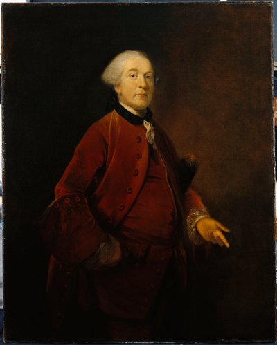ジョージアシュビーの肖像、立って、4分の3の長さ、ジャケットとチョッキを着用 作： Joshua Reynolds