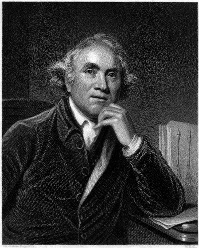 1830年代頃、ウィリアムホールによって彫刻されたジョンハンターの肖像画 作： Joshua Reynolds