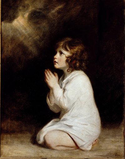 祈りを捧げる幼子サムエル（油彩・キャンバス 作： Joshua Reynolds