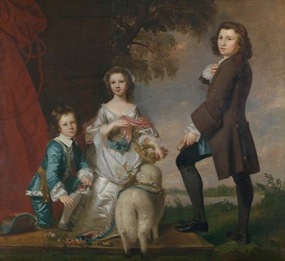 トーマス1740〜1825年、マーサネイト1741年〜1795年以降、チューターのトーマスニーダム、1748年。 作： Joshua Reynolds