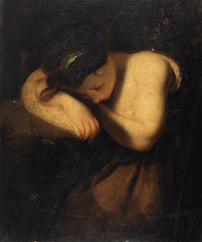 眠っている少女 (キャンバスに油彩) 作： Joshua Reynolds