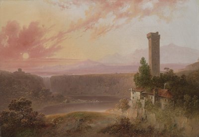 日没時のネミ湖の眺め、1840〜50年頃 作： Joshua H. Shaw