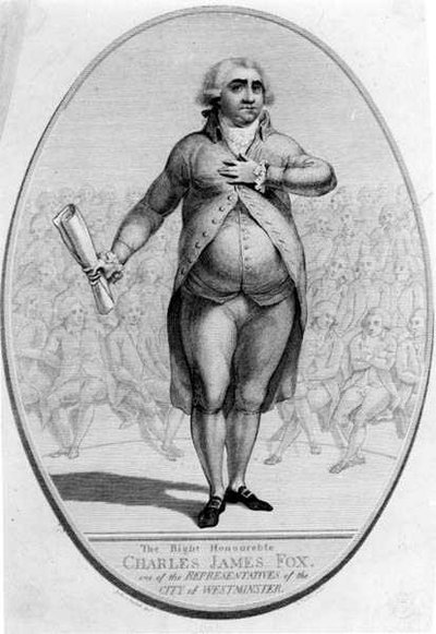 右の名誉あるチャールズジェームズフォックス（1749-1806）は、トーマストロッター（c.1750-1803）によって刻まれたウェストミンスター市の代表の1人 作： Joshua after Cristall