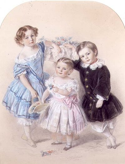 3人の幼い子供の肖像 作： Josiah Gilbert
