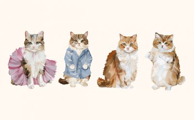 かわいいおめかしをした猫たち 作： 