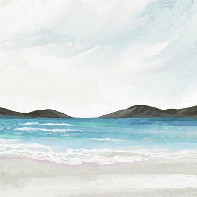 穏やかな海岸の水平線 作： 