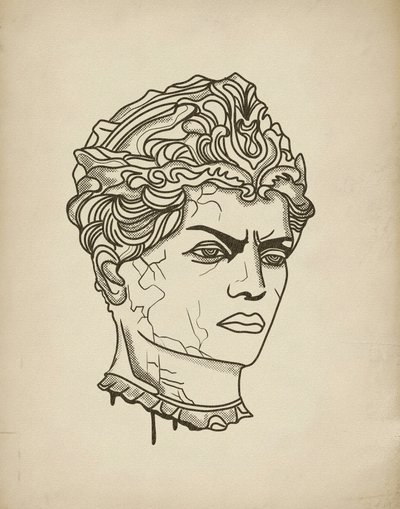 猛々しい古代の胸像 作： Josie George