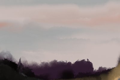 霧に包まれた紫の山々 作： 