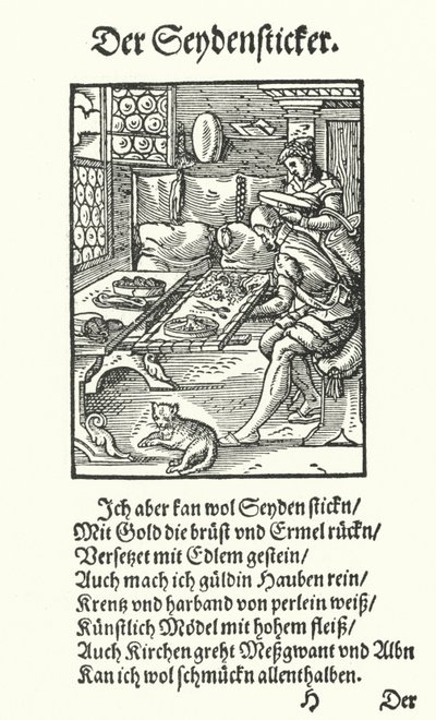 The Silk Embroiderer (the engraving) 作： Jost (after) Amman