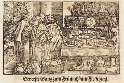 Marx Rumpoltによる新しいクックブック。最初のイラスト入りのドイツ料理の本、1604。 作： Jost Amman