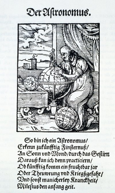 パブ、ハンス・サックスの詩を持つ天文学者。フランクフルト1568 作： Jost Amman
