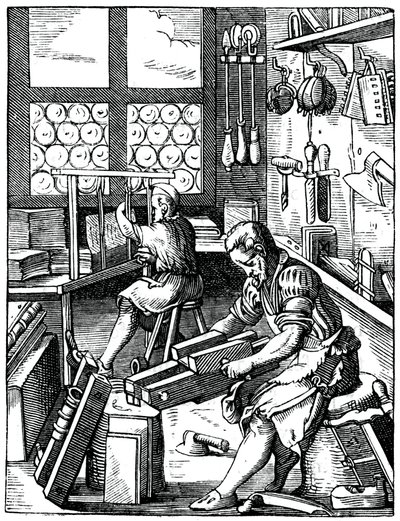 製本業者、16世紀、1870年。 作： Jost Amman