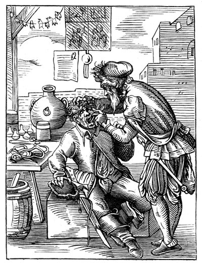 歯科医、16世紀1849年。 作： Jost Amman