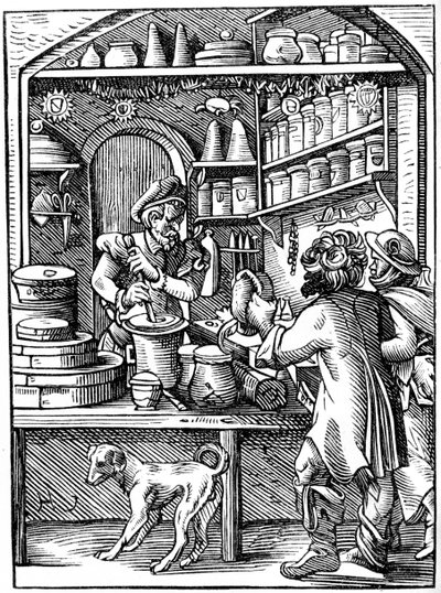 薬剤師、16世紀1849年。 作： Jost Amman