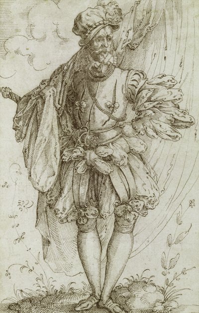 旗を掲げる旗、1560年代（紙にインク） 作： Jost Amman