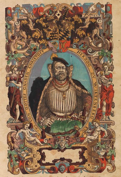 ヴュルテンベルク公クリストフの肖像 1515-1568年 Biblia germanica, 1564より。 作： Jost Amman